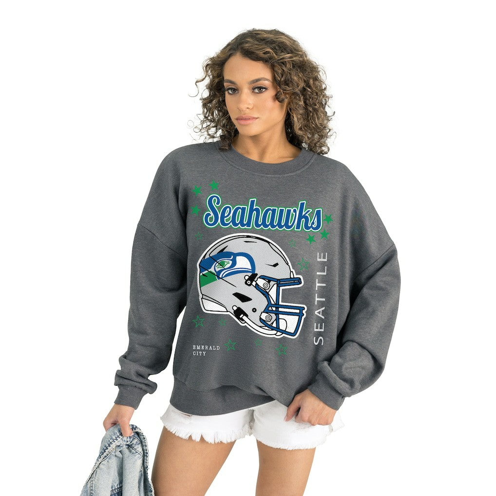 Seattle Seahawks Gameday Couture Women's Ready to Rumble Premium Fleece Pullover Sweatshirt - Gray - NFL