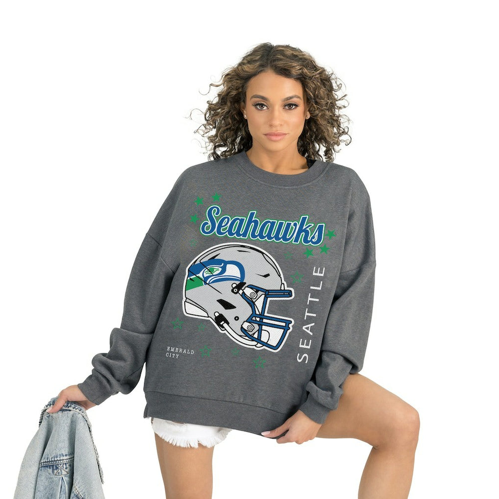 Seattle Seahawks Gameday Couture Women's Ready to Rumble Premium Fleece Pullover Sweatshirt - Gray - NFL