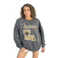 New Orleans Saints Gameday Couture Women's Ready to Rumble Premium Fleece Pullover Sweatshirt - Gray - NFL