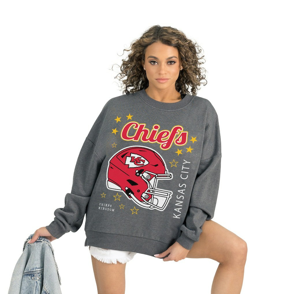 Kansas City Chiefs Gameday Couture Women's Ready to Rumble Premium Fleece Pullover Sweatshirt - Gray - NFL