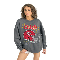 Kansas City Chiefs Gameday Couture Women's Ready to Rumble Premium Fleece Pullover Sweatshirt - Gray - NFL