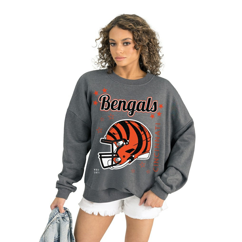 Cincinnati Bengals Gameday Couture Women's Ready to Rumble Premium Fleece Pullover Sweatshirt - Gray - NFL