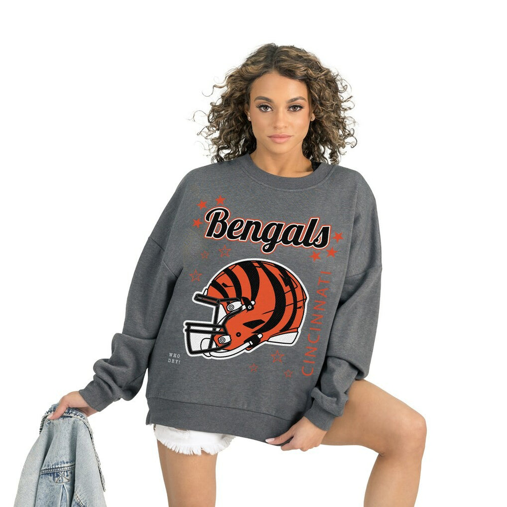 Cincinnati Bengals Gameday Couture Women's Ready to Rumble Premium Fleece Pullover Sweatshirt - Gray - NFL