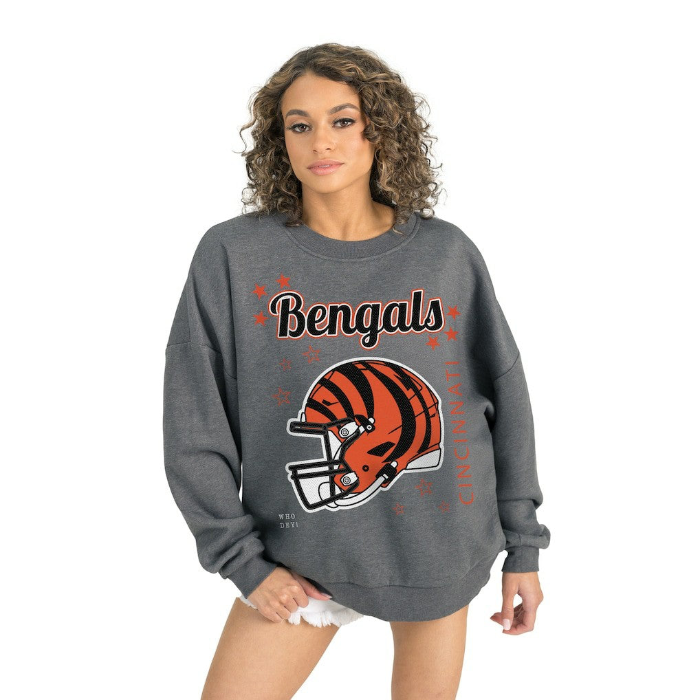 Cincinnati Bengals Gameday Couture Women's Ready to Rumble Premium Fleece Pullover Sweatshirt - Gray - NFL