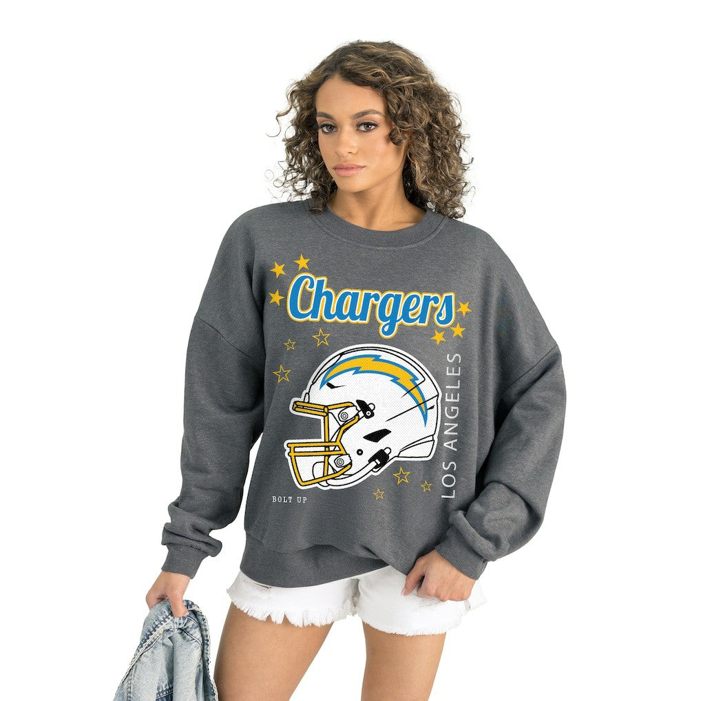 Los Angeles Chargers Gameday Couture Women's Ready to Rumble Premium Fleece Pullover Sweatshirt - Gray - NFL