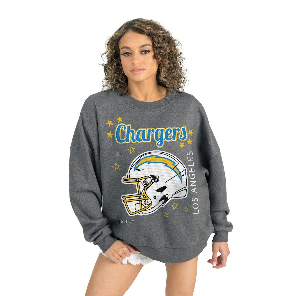 Los Angeles Chargers Gameday Couture Women's Ready to Rumble Premium Fleece Pullover Sweatshirt - Gray - NFL
