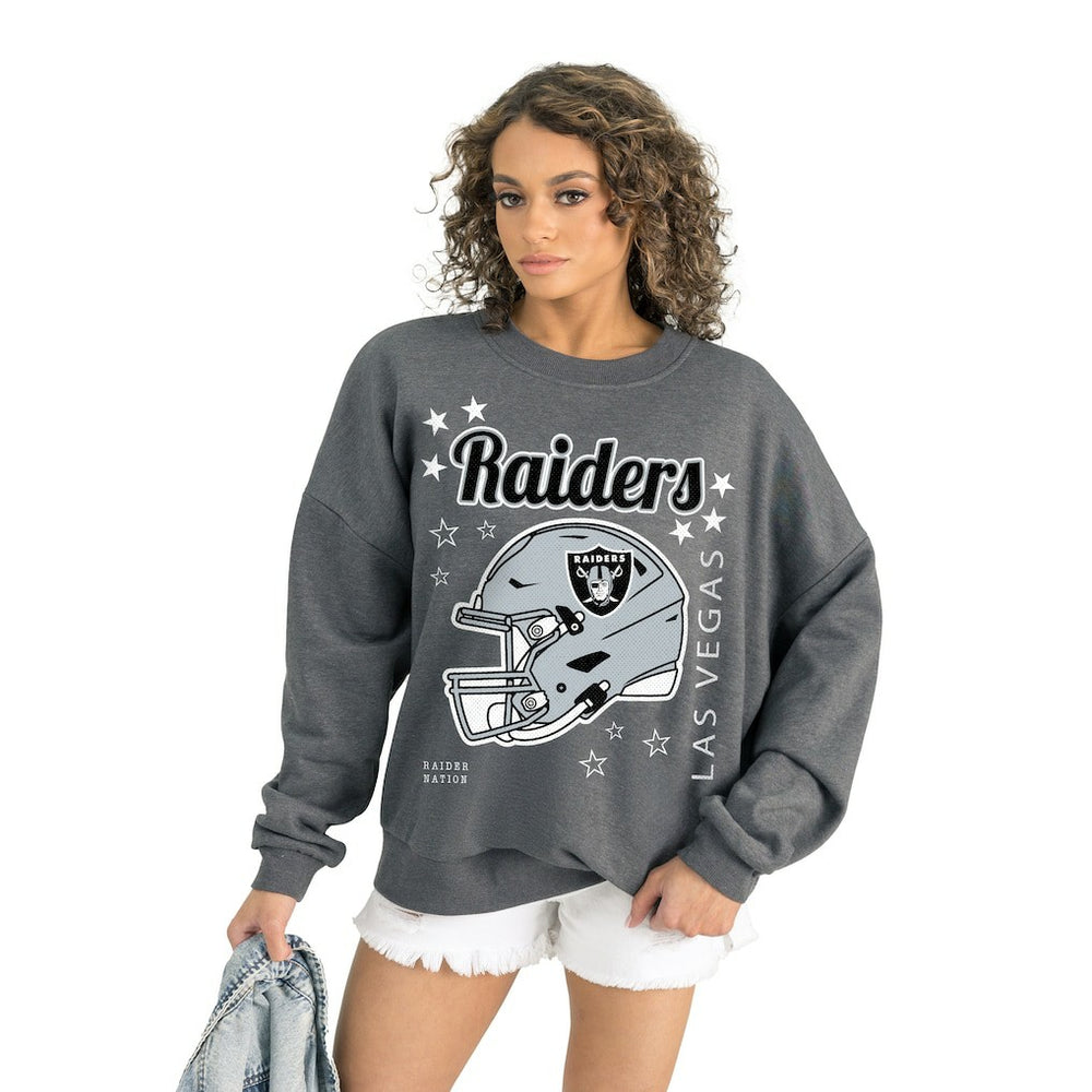 Las Vegas Raiders Gameday Couture Women's Ready to Rumble Premium Fleece Pullover Sweatshirt - Gray - NFL