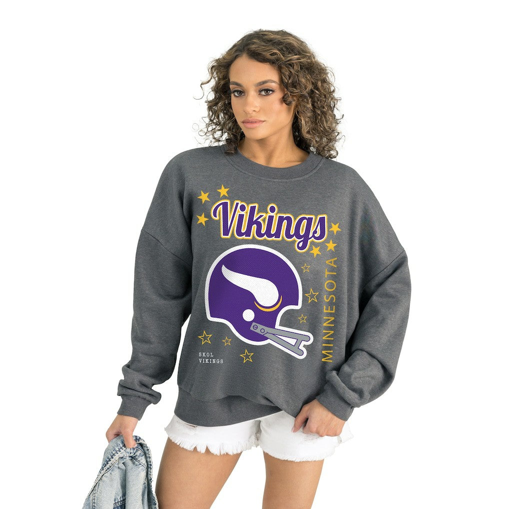 Minnesota Vikings Gameday Couture Women's Ready to Rumble Premium Fleece Pullover Sweatshirt - Gray - NFL