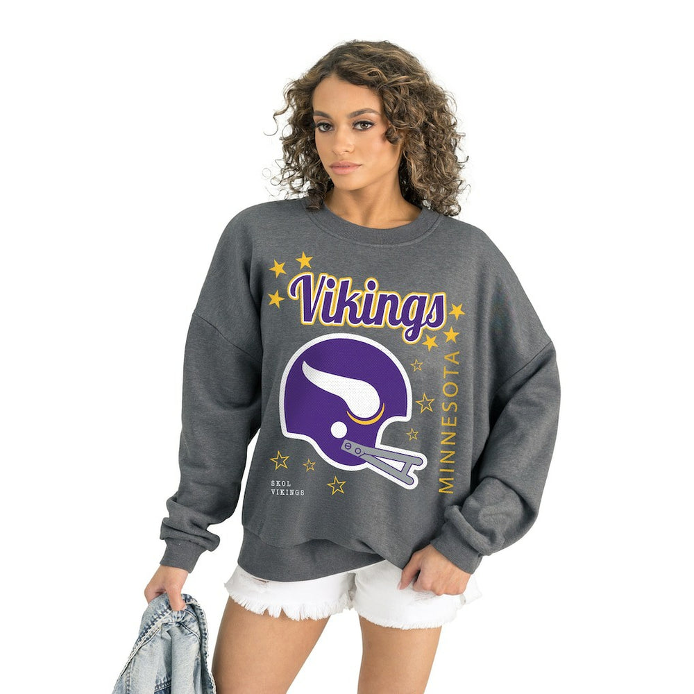 Minnesota Vikings Gameday Couture Women's Ready to Rumble Premium Fleece Pullover Sweatshirt - Gray - NFL