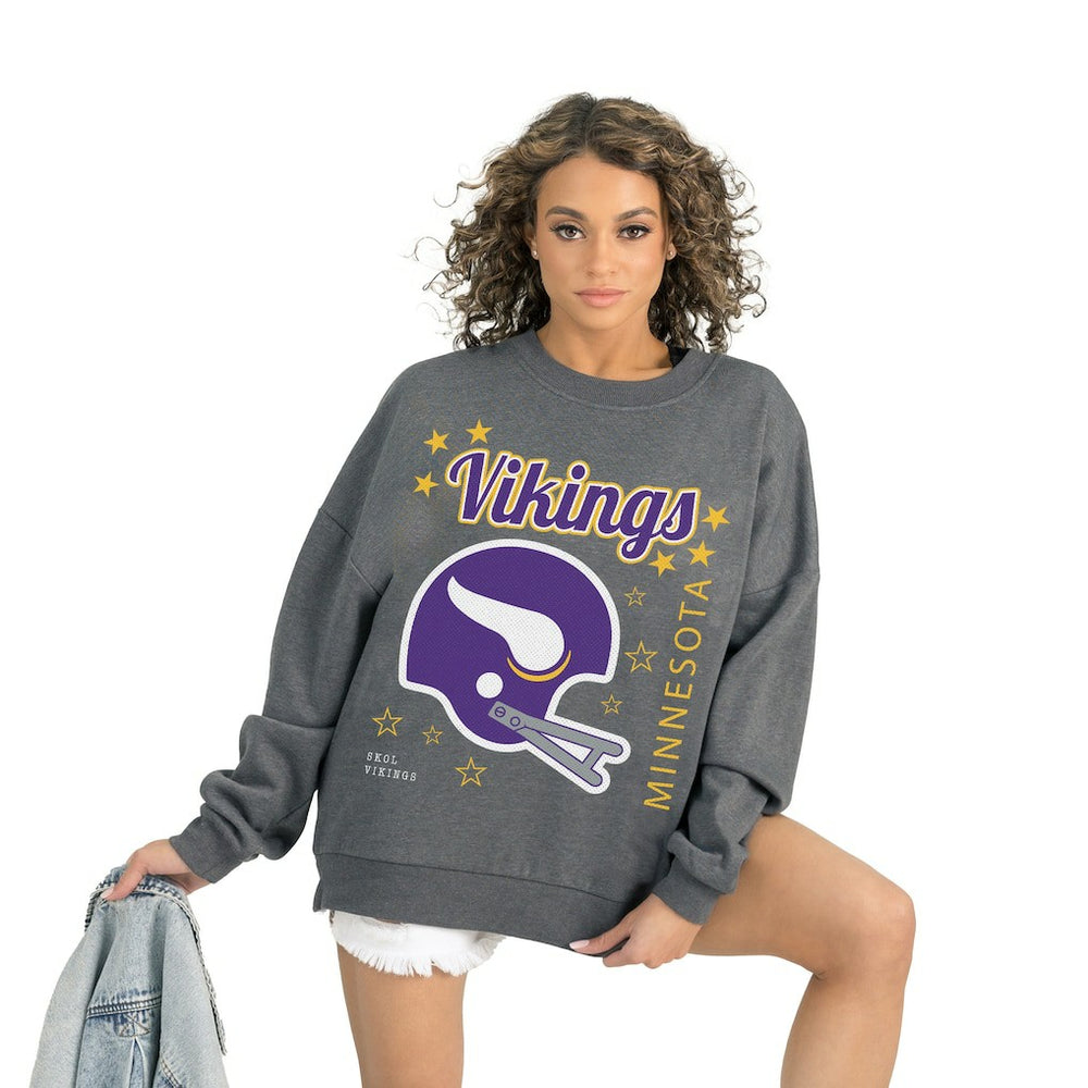 Minnesota Vikings Gameday Couture Women's Ready to Rumble Premium Fleece Pullover Sweatshirt - Gray - NFL