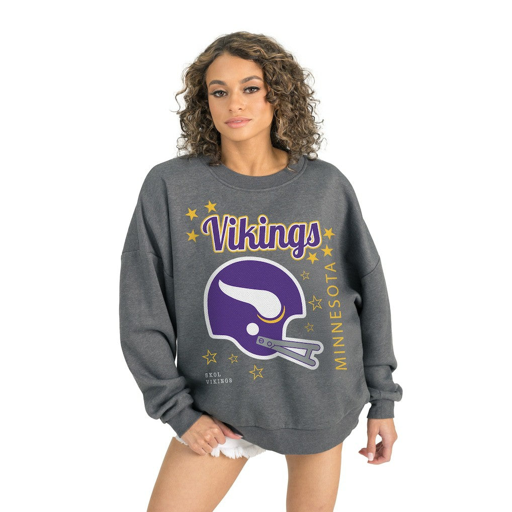 Minnesota Vikings Gameday Couture Women's Ready to Rumble Premium Fleece Pullover Sweatshirt - Gray - NFL