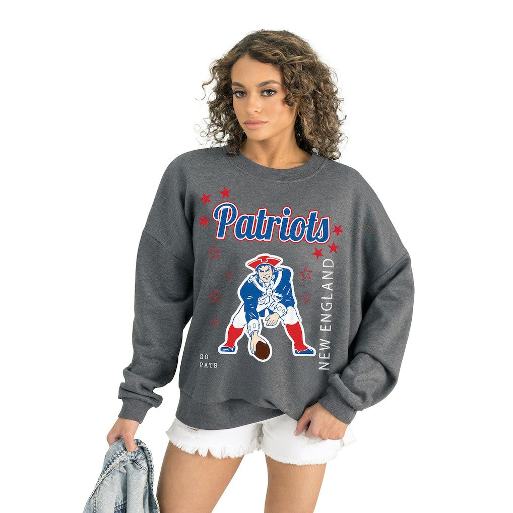 New England Patriots Gameday Couture Women's Ready to Rumble Premium Fleece Pullover Sweatshirt - Gray - NFL