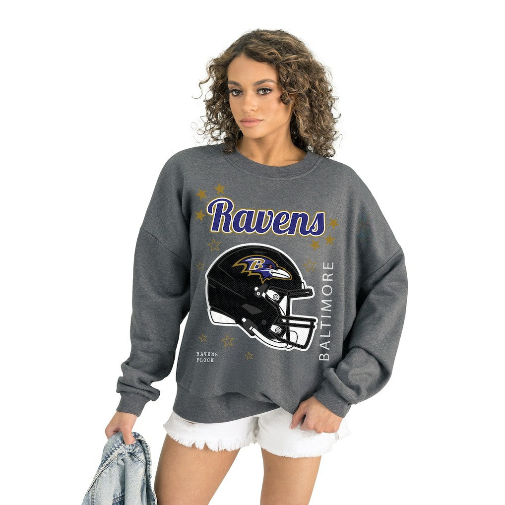 Baltimore Ravens Gameday Couture Women's Ready to Rumble Premium Fleece Pullover Sweatshirt - Gray - NFL