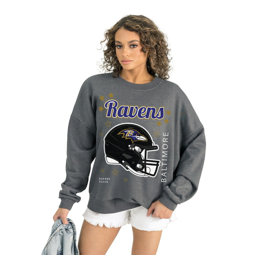 Baltimore Ravens Gameday Couture Women's Ready to Rumble Premium Fleece Pullover Sweatshirt - Gray - NFL