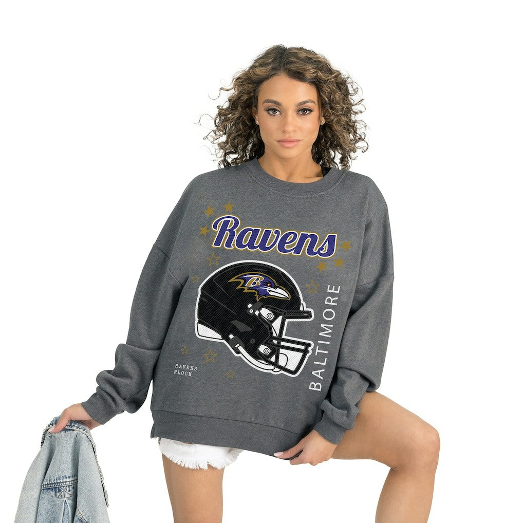 Baltimore Ravens Gameday Couture Women's Ready to Rumble Premium Fleece Pullover Sweatshirt - Gray - NFL