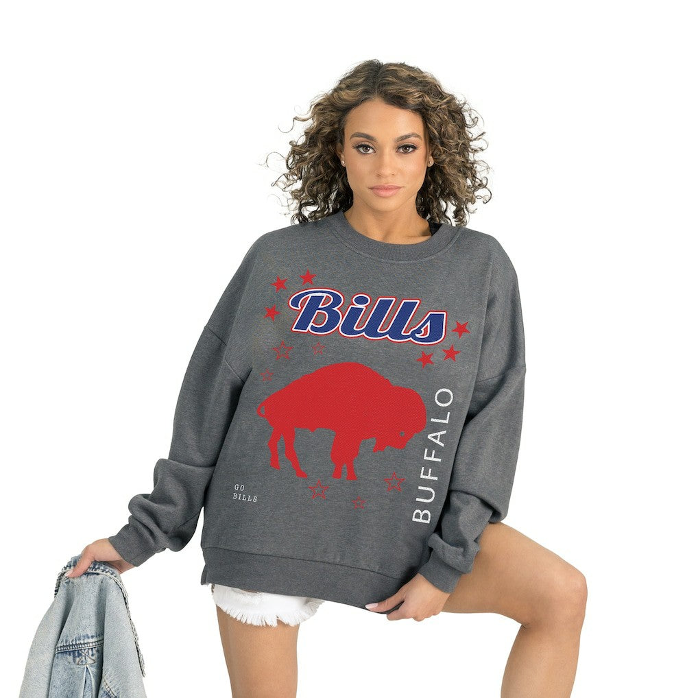 Buffalo Bills Gameday Couture Women's Ready to Rumble Premium Fleece Pullover Sweatshirt - Gray - NFL