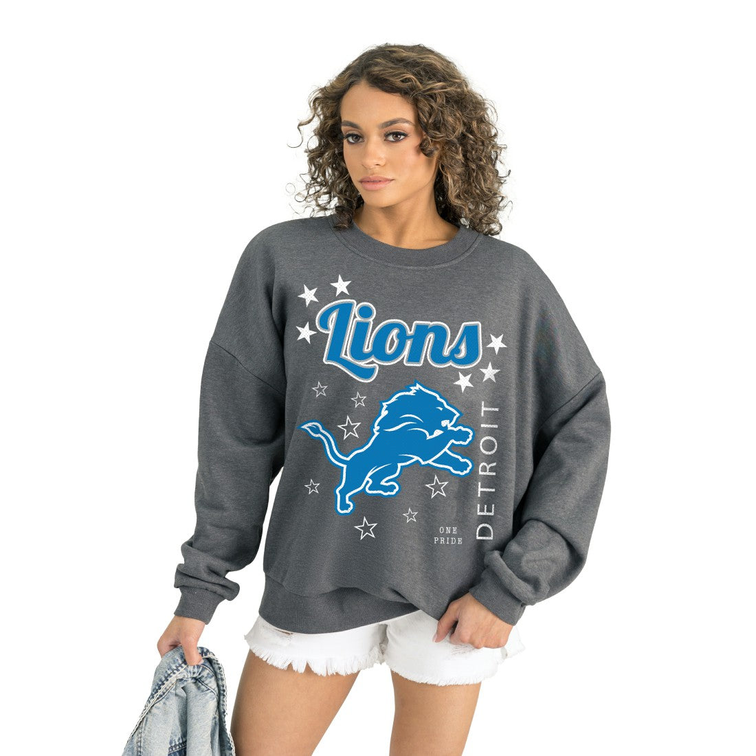 Detroit Lions Gameday Couture Women's Ready to Rumble Premium Fleece Pullover Sweatshirt - Gray - NFL