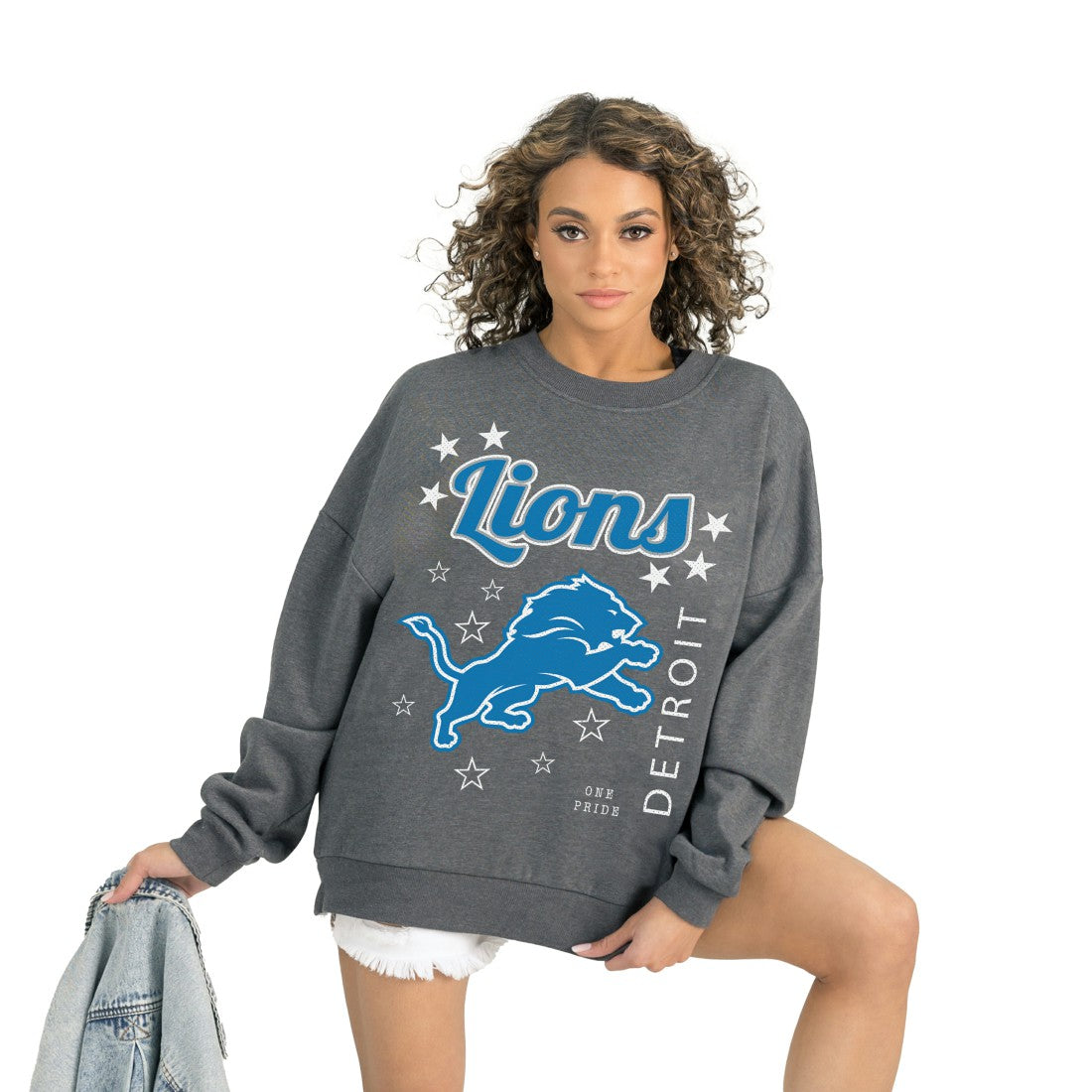 Detroit Lions Gameday Couture Women's Ready to Rumble Premium Fleece Pullover Sweatshirt - Gray - NFL