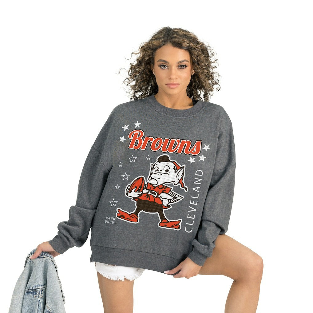 Cleveland Browns Gameday Couture Women's Ready to Rumble Premium Fleece Pullover Sweatshirt - Gray - NFL