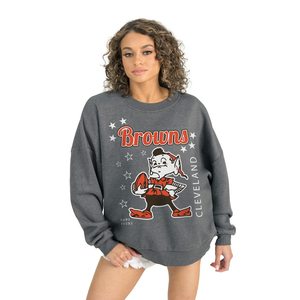 Cleveland Browns Gameday Couture Women's Ready to Rumble Premium Fleece Pullover Sweatshirt - Gray - NFL