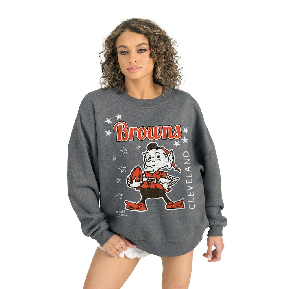 Cleveland Browns Gameday Couture Women's Ready to Rumble Premium Fleece Pullover Sweatshirt - Gray - NFL