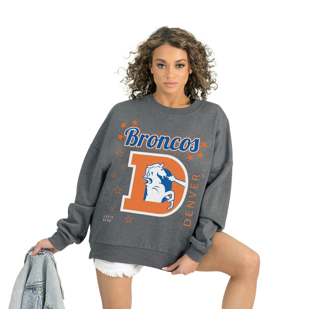 Denver Broncos Gameday Couture Women's Ready to Rumble Premium Fleece Pullover Sweatshirt - Gray - NFL
