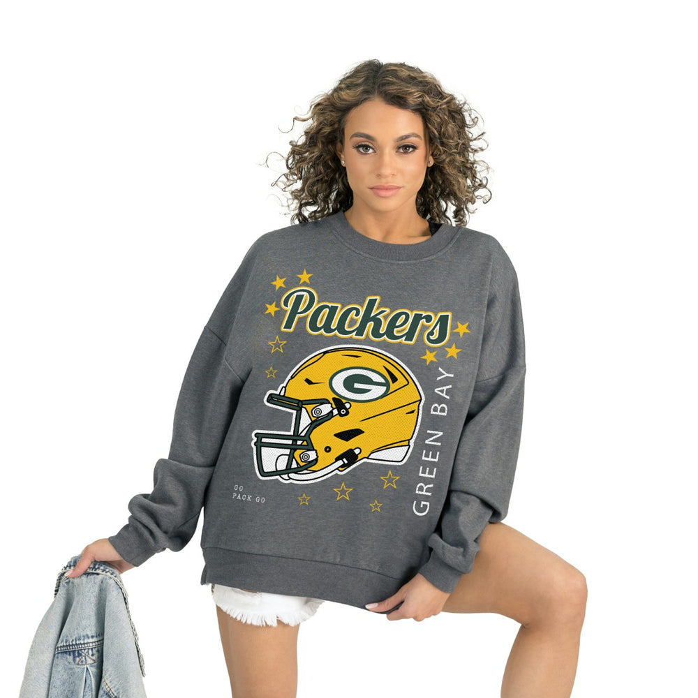 Green Bay Packers Gameday Couture Women's Ready to Rumble Premium Fleece Pullover Sweatshirt - Gray - NFL