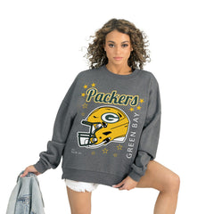 Green Bay Packers Gameday Couture Women's Ready to Rumble Premium Fleece Pullover Sweatshirt - Gray - NFL