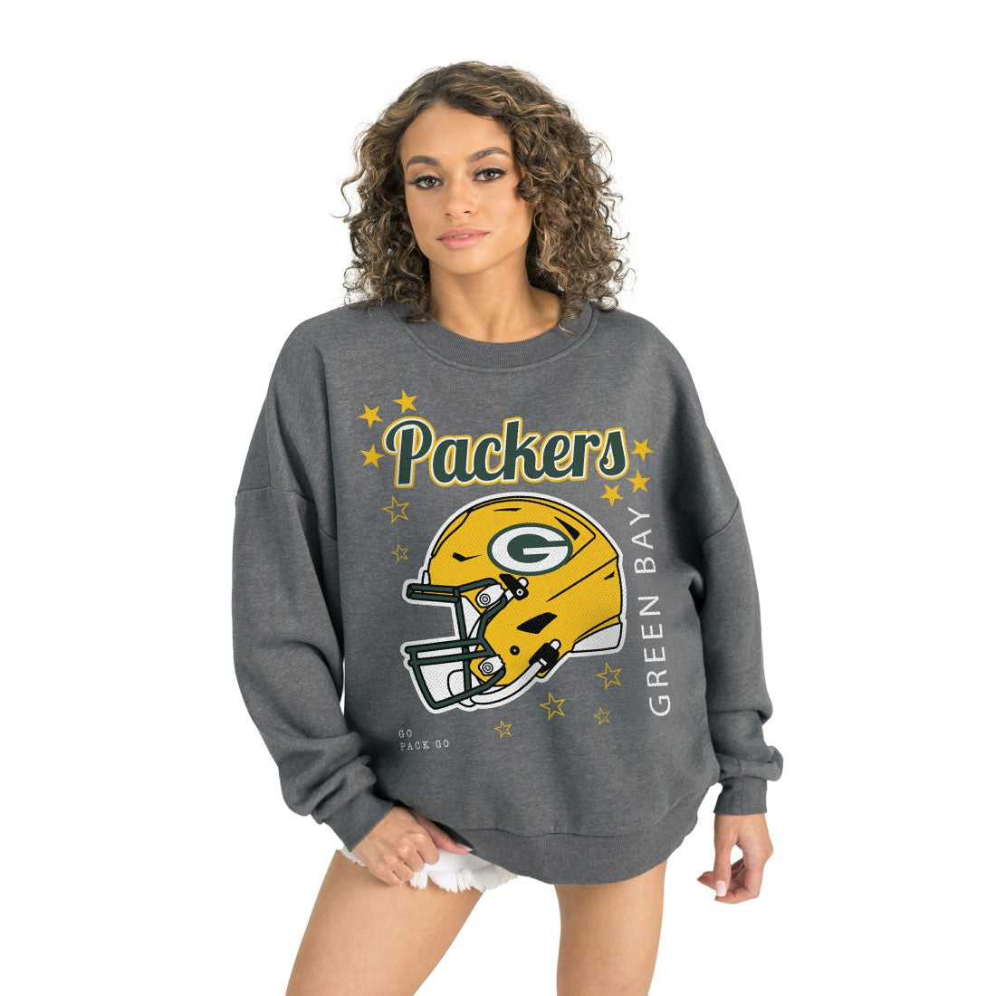 Green Bay Packers Gameday Couture Women's Ready to Rumble Premium Fleece Pullover Sweatshirt - Gray - NFL