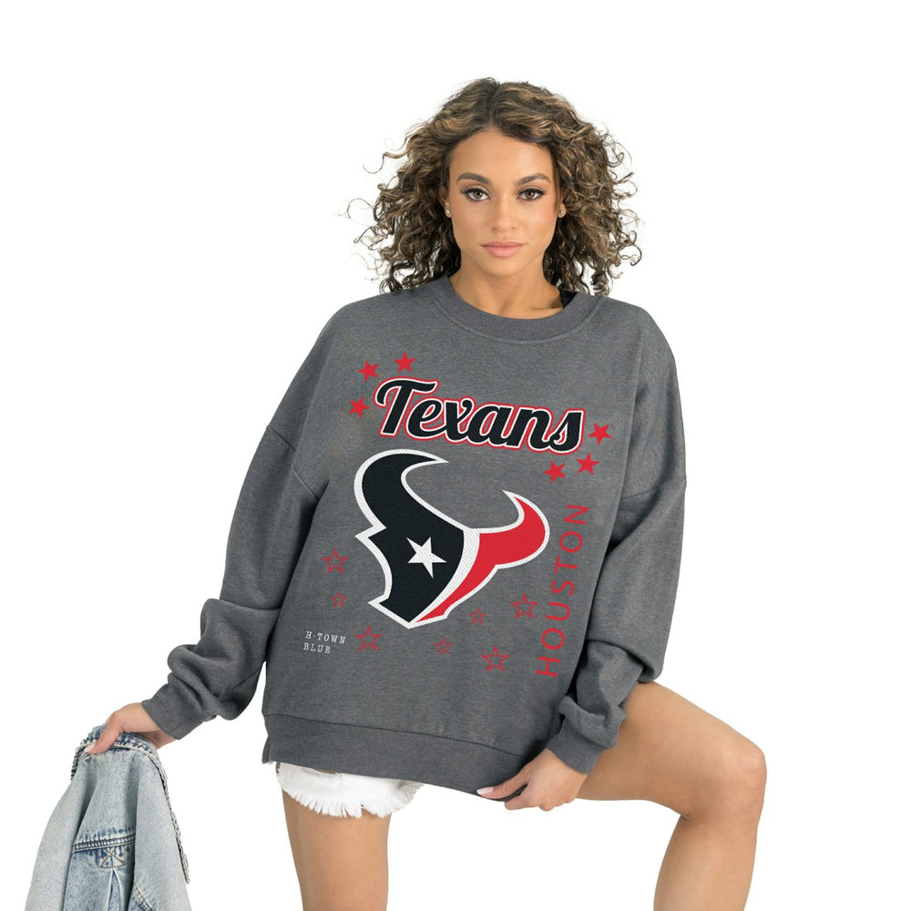 Houston Texans Gameday Couture Women's Ready to Rumble Premium Fleece Pullover Sweatshirt - Gray - NFL