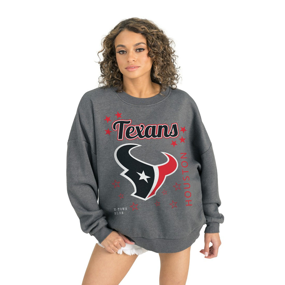 Houston Texans Gameday Couture Women's Ready to Rumble Premium Fleece Pullover Sweatshirt - Gray - NFL