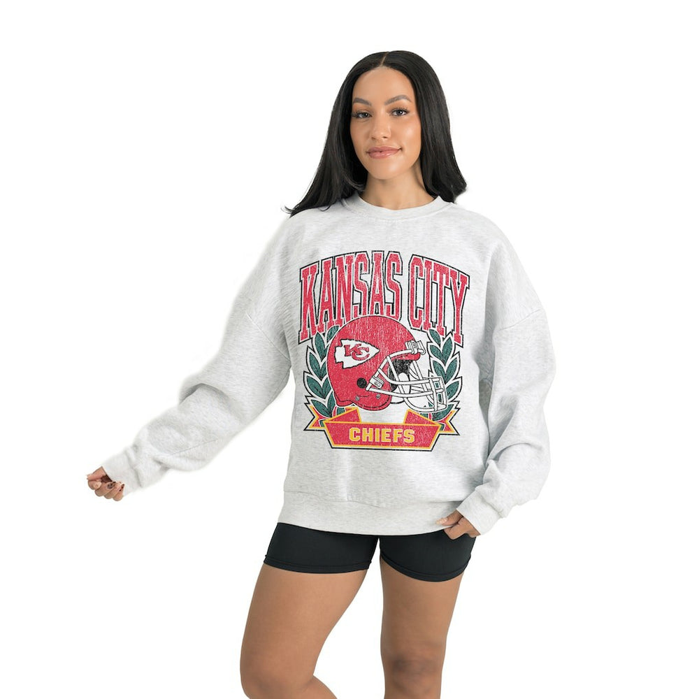 Kansas City Chiefs Gameday Couture Women's Heritage Premium Fleece Pullover Sweatshirt - Gray - NFL