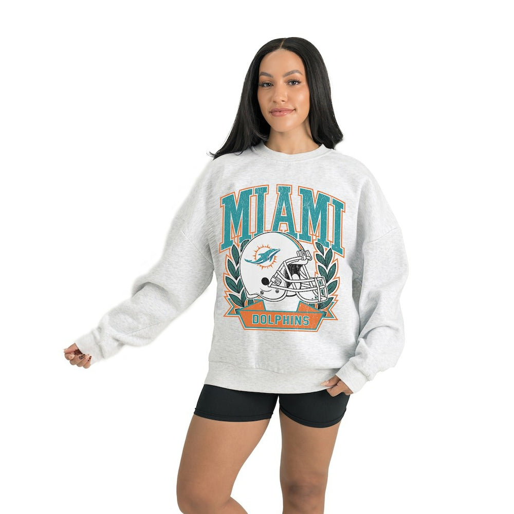 Miami Dolphins Gameday Couture Women's Heritage Premium Fleece Pullover Sweatshirt - Gray - NFL