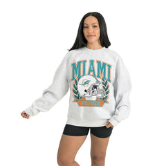 Miami Dolphins Gameday Couture Women's Heritage Premium Fleece Pullover Sweatshirt - Gray - NFL