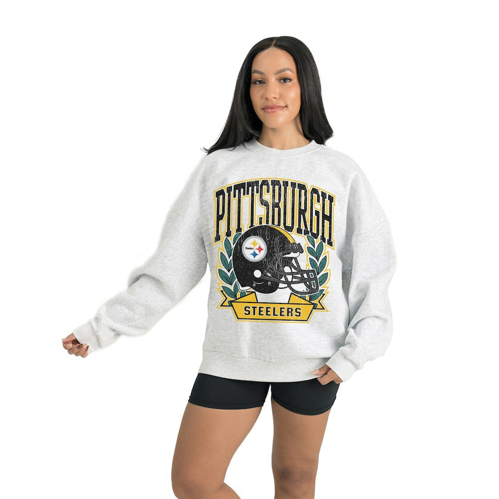 Pittsburgh Steelers Gameday Couture Women's Heritage Premium Fleece Pullover Sweatshirt - Gray - NFL