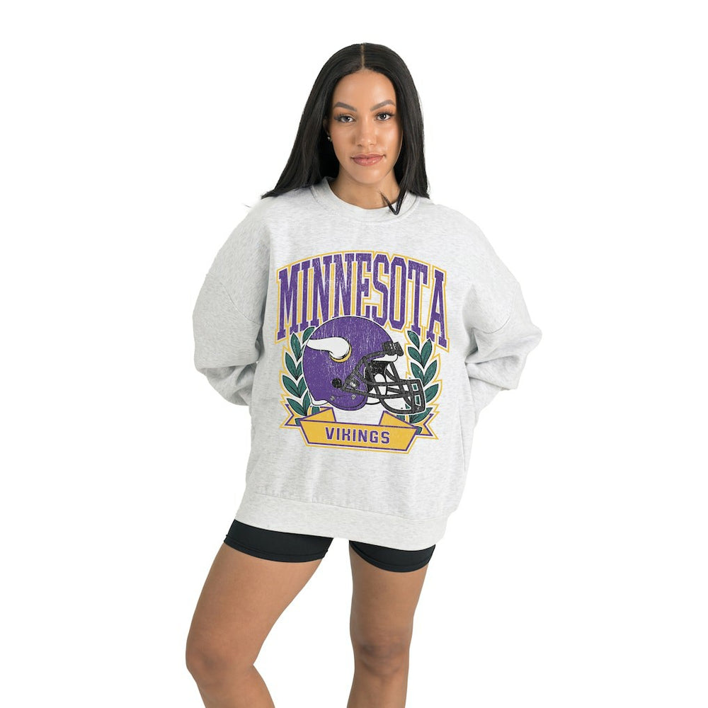 Minnesota Vikings Gameday Couture Women's Heritage Premium Fleece Pullover Sweatshirt - Gray - NFL