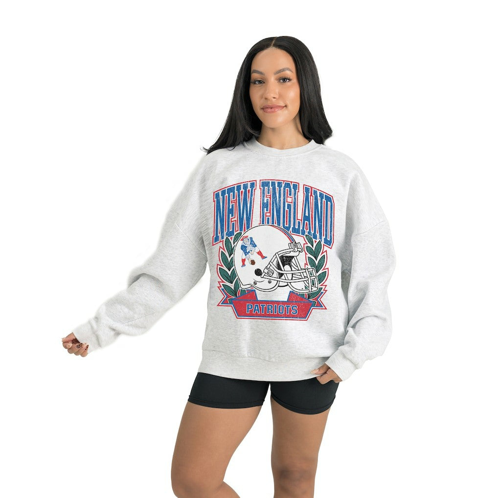 New England Patriots Gameday Couture Women's Heritage Premium Fleece Pullover Sweatshirt - Gray - NFL