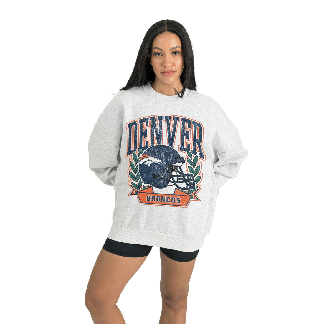 Denver Broncos Gameday Couture Women's Heritage Premium Fleece Pullover Sweatshirt - Gray - NFL