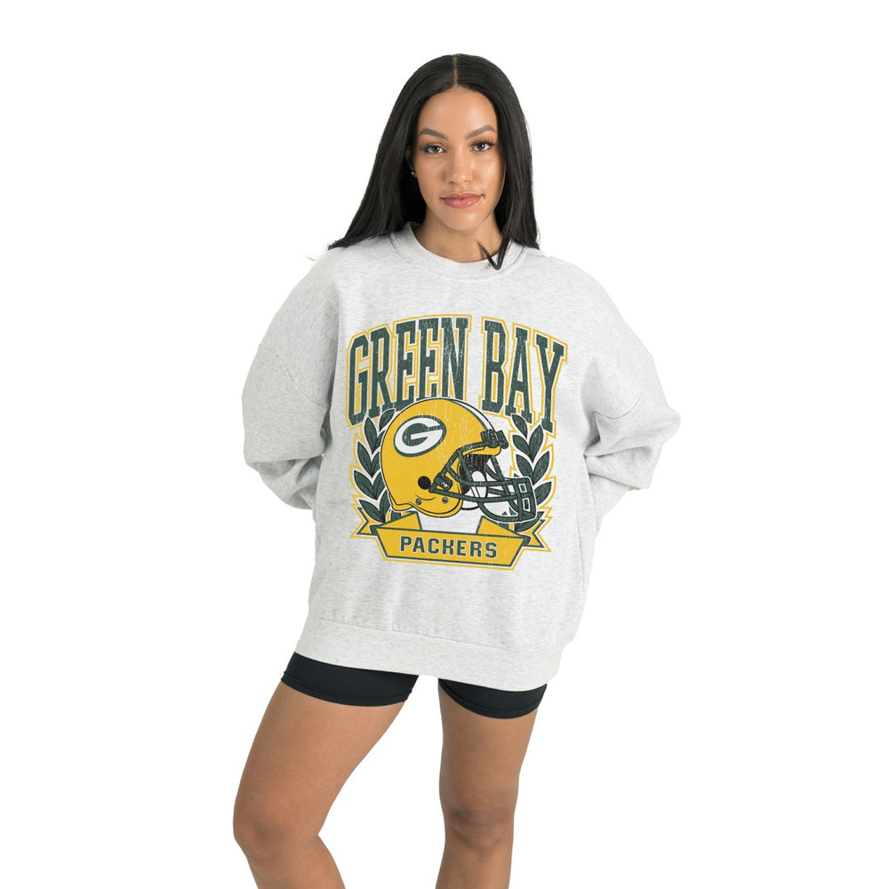 Green Bay Packers Gameday Couture Women's Heritage Premium Fleece Pullover Sweatshirt - Gray - NFL