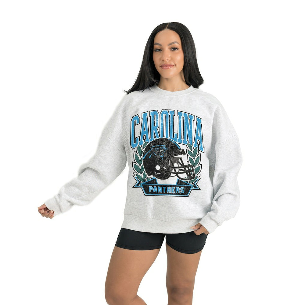 Carolina Panthers Gameday Couture Women's Heritage Premium Fleece Pullover Sweatshirt - Gray - NFL