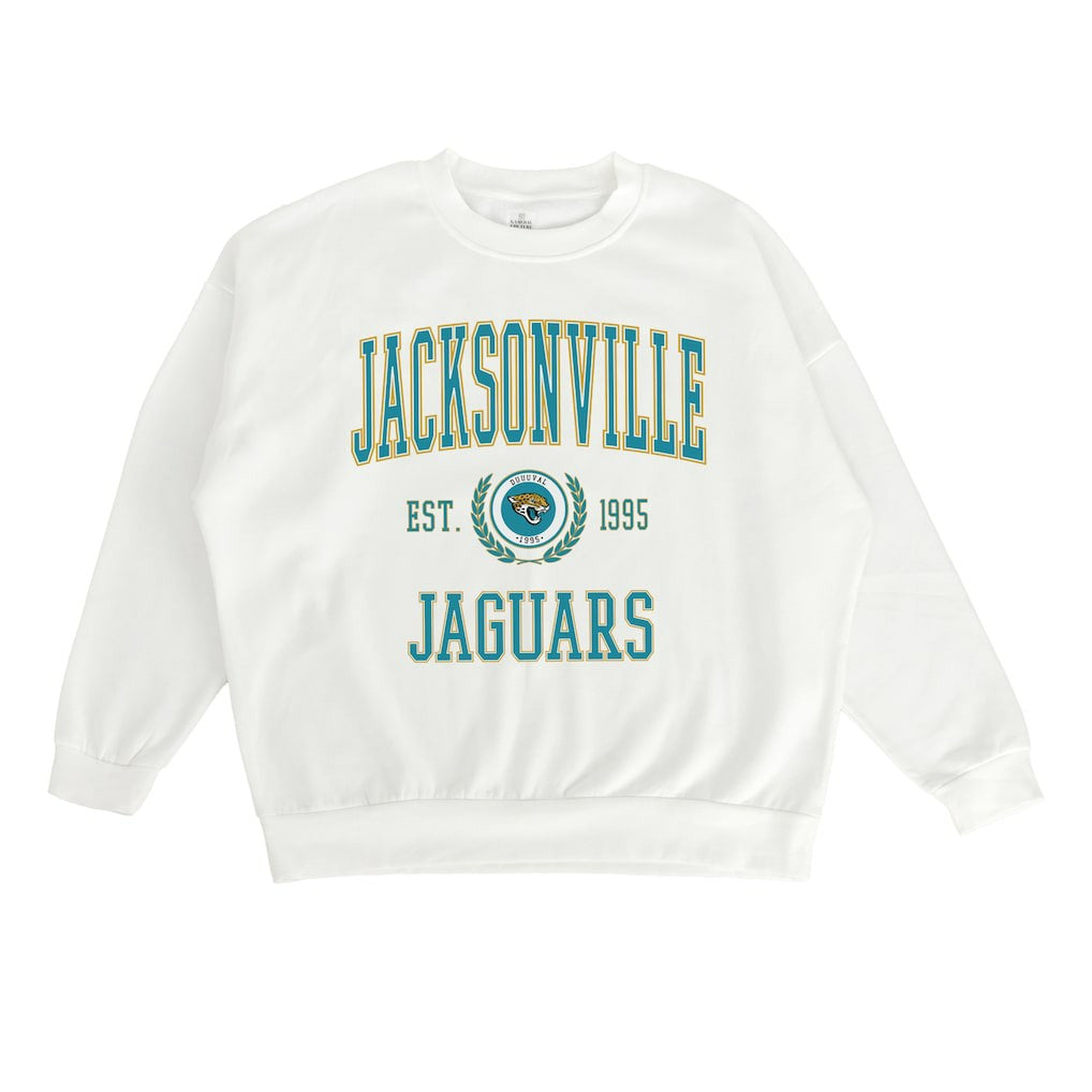 Jacksonville Jaguars Gameday Couture Women's Timeless Triumph Premium Fleece Pullover Sweatshirt - White - NFL
