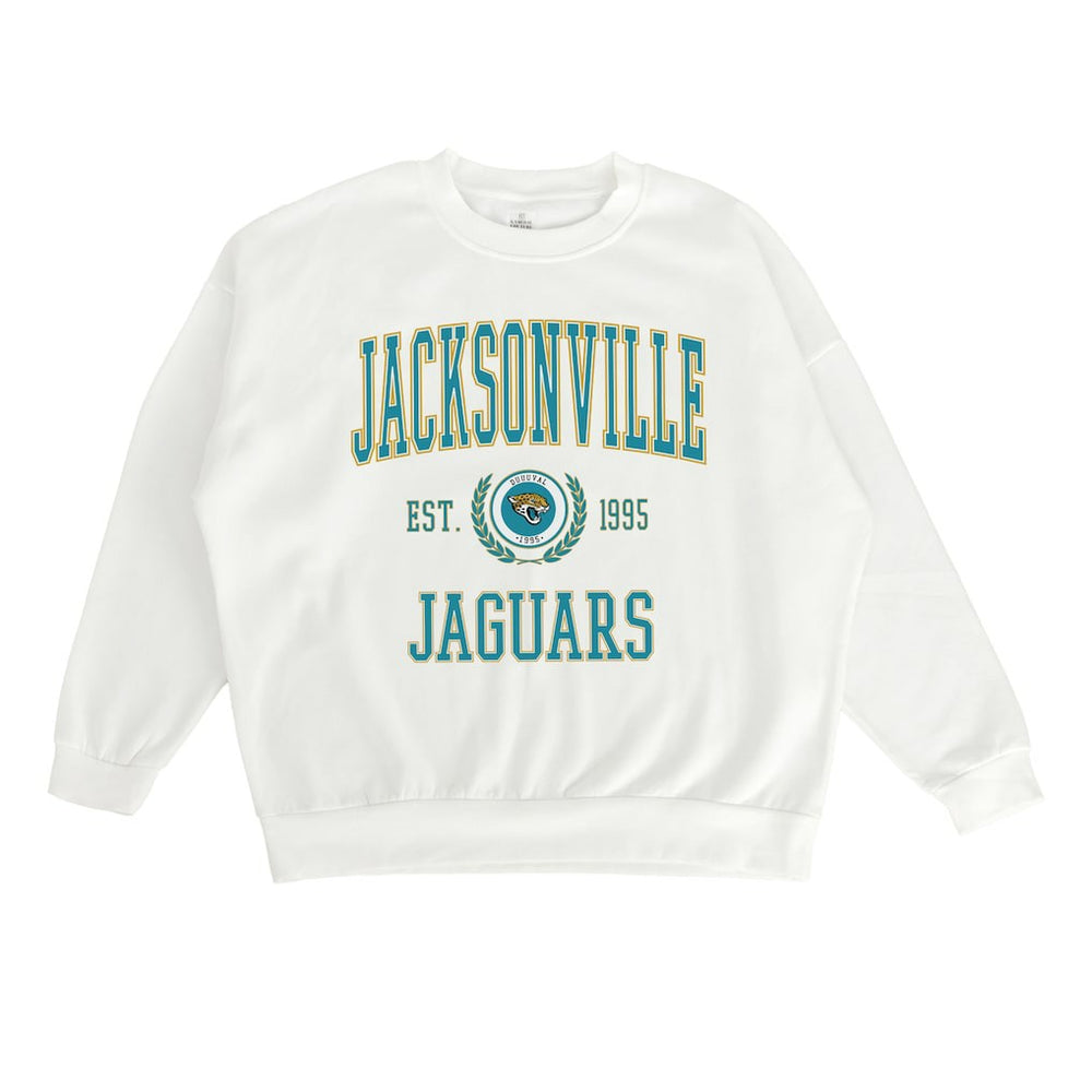 Jacksonville Jaguars Gameday Couture Women's Timeless Triumph Premium Fleece Pullover Sweatshirt - White - NFL