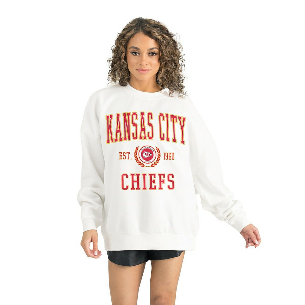 Kansas City Chiefs Gameday Couture Women's Timeless Triumph Premium Fleece Pullover Sweatshirt - White - NFL