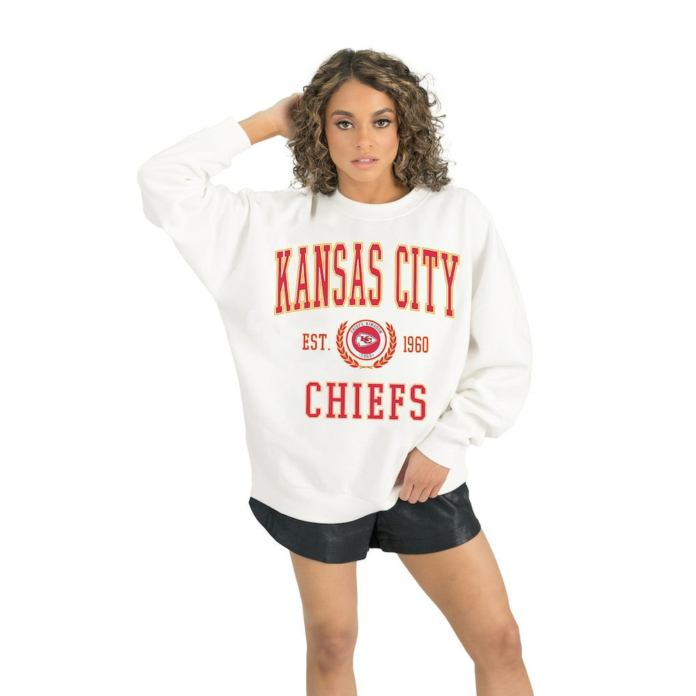 Kansas City Chiefs Gameday Couture Women's Timeless Triumph Premium Fleece Pullover Sweatshirt - White - NFL