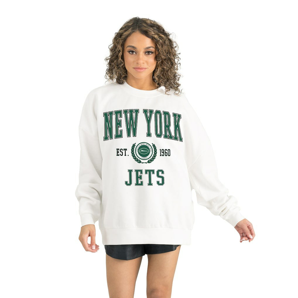 New York Jets Gameday Couture Women's Timeless Triumph Premium Fleece Pullover Sweatshirt - White - NFL