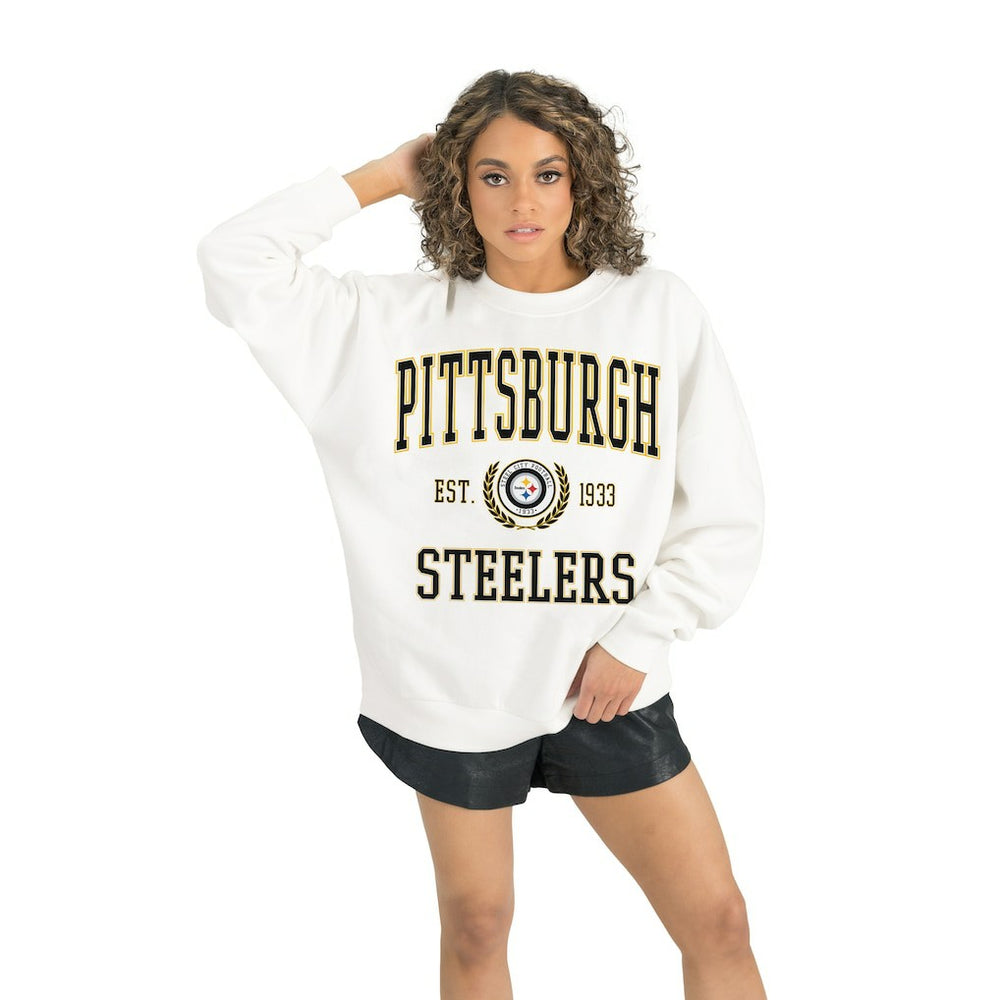Pittsburgh Steelers Gameday Couture Women's Timeless Triumph Premium Fleece Pullover Sweatshirt - White - NFL