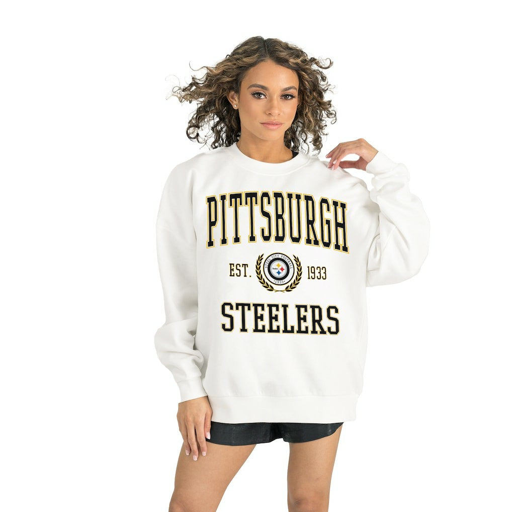 Pittsburgh Steelers Gameday Couture Women's Timeless Triumph Premium Fleece Pullover Sweatshirt - White - NFL