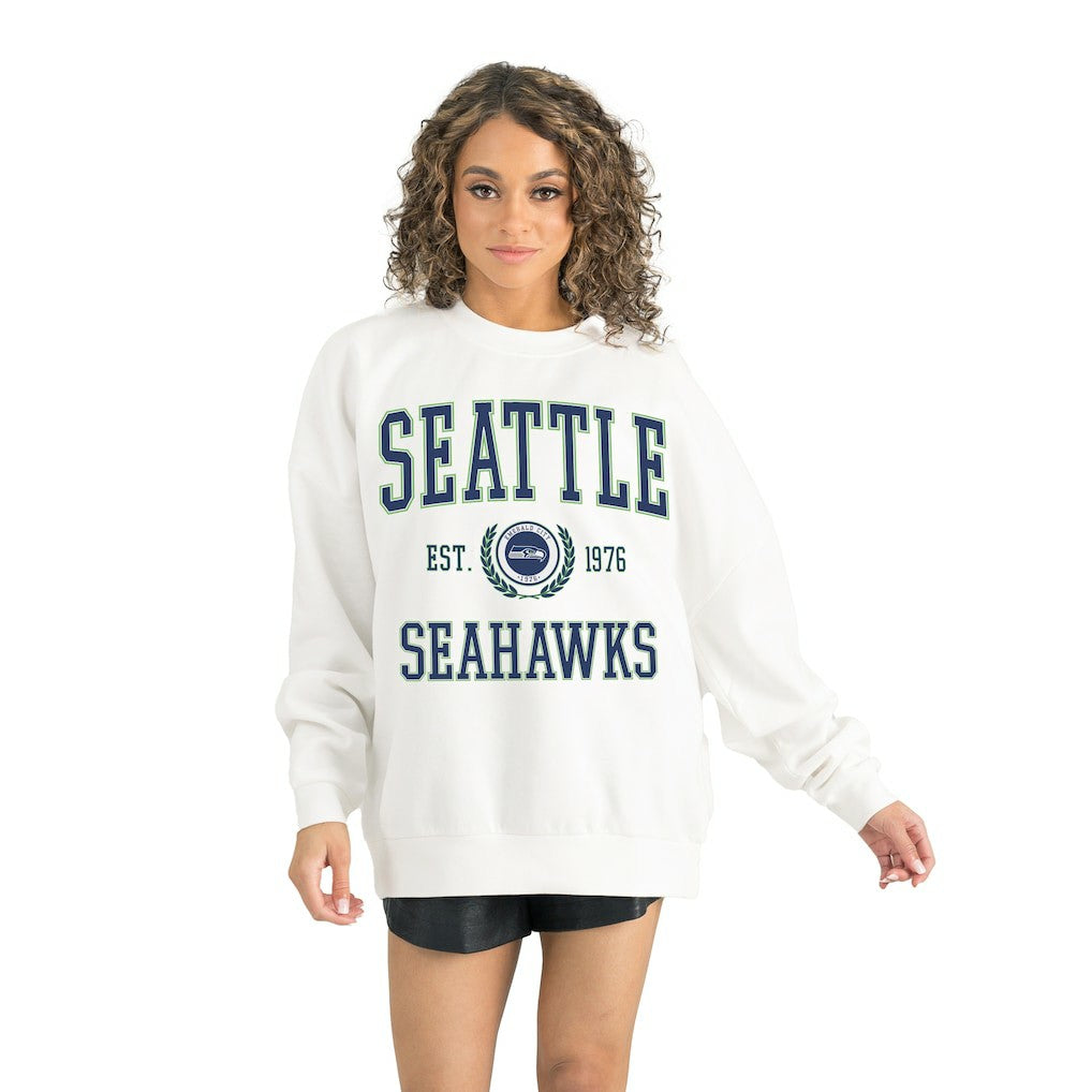 Seattle Seahawks Gameday Couture Women's Timeless Triumph Premium Fleece Pullover Sweatshirt - White - NFL