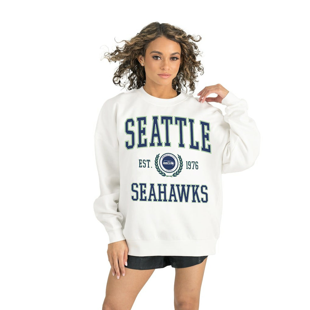 Seattle Seahawks Gameday Couture Women's Timeless Triumph Premium Fleece Pullover Sweatshirt - White - NFL
