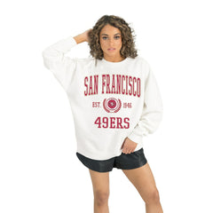 San Francisco 49ers Gameday Couture Women's Timeless Triumph Premium Fleece Pullover Sweatshirt - White - NFL